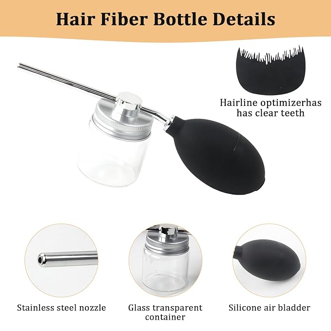 2PCS Hair Fiber Bottle with Hairline Optimizers Baffle, Hair Fiber Applicator Specifically Designed for Hairs Building Fibers, Dry Shampoo and Diatomaceous Earth, for Indoor & Outdoor Use