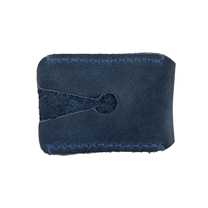 Hide & Drink, Leather Double Edge Safety Razor Head Protective Sheath, Shaving Travel Cover Handmade (Slate Blue)