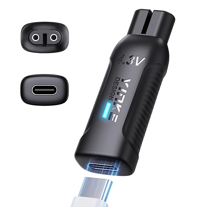 4.3V Mini Type-C Shaver Adapter Charger Converter for Philips Oneblade QP2510/QP2515/QP2520/QP2620 with Charging Indicator, A00390 USB-C Electric Razor Power Adapter (1 PC)