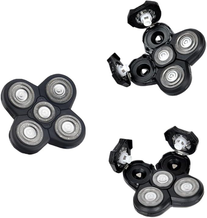 3-Pack Replacement Shaver Heads for Bald Men, Compatible with Freebird Electric Shaver for Smooth Comfortable Shave - 5 Blades Refills for Bald Head Maintenance