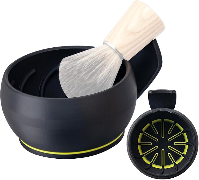 Grandslam Shaving Bowl with Ridges, Shaving Mug with Brush Stand, Shaving Soap Bowl for Shaving Cream and Soap, Durable & Holds Heat Longer, Rich & Thick Lather, Great for Traveling and Use at Home