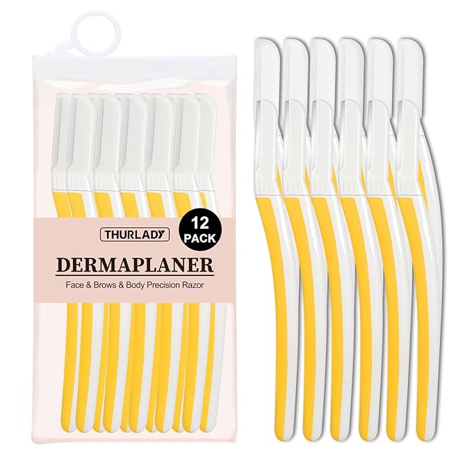 Dermaplane Razor for Women Face, Eyebrow Razor, Face Razors for Women Dermaplaning, Peach Fuzz Remover, Gentle Exfoliation & Facial Hair Removal, Travel Essentials, (12 pcs, Solar Veil)