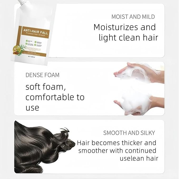Anti-Hair Fall Hair Loss Shampoo 300ml/10.58 oz, Anti-Hair Fall Promote Hair Growth, Rich in Various Plant Extracts for Women Treatment, Volumizing and Moisturizing, All Types