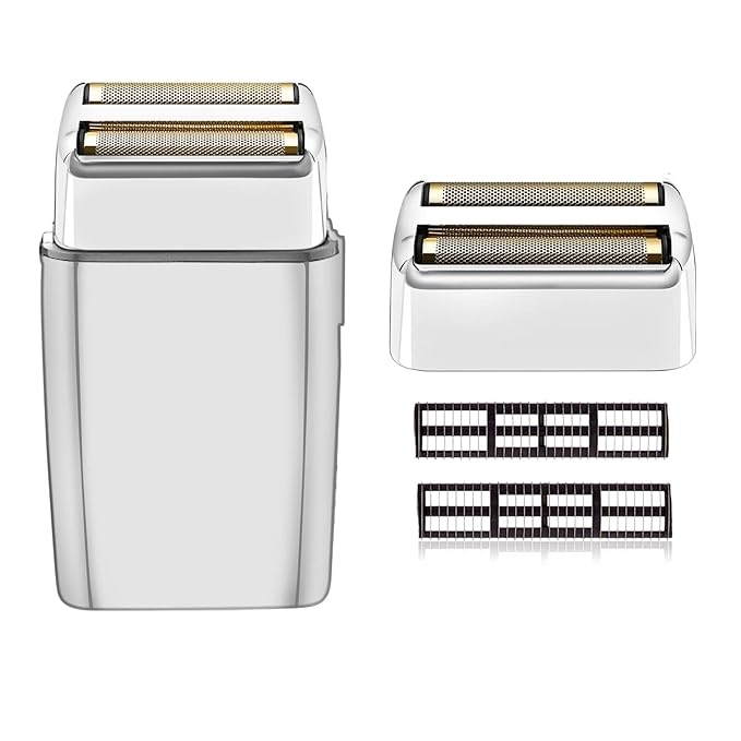 Replacment Foil and Cutter for Babyliss Pro MetalFX Double Foil Shavers Head，2 Count,Silver