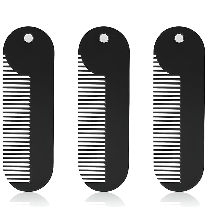 Metal Fine Tooth Portable Mini Pocket Beard Comb, Ideal for Thinner Hair and Beard, Black