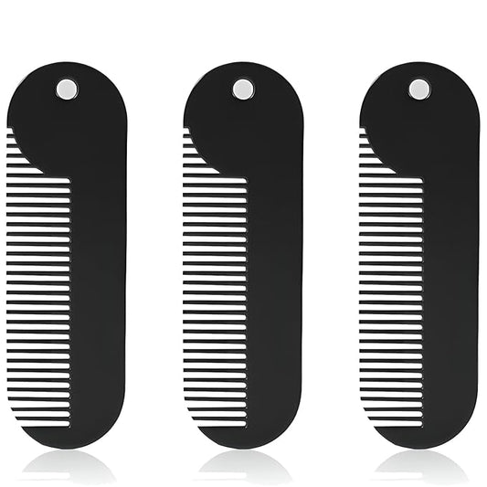Metal Fine Tooth Portable Mini Pocket Beard Comb, Ideal for Thinner Hair and Beard, Black
