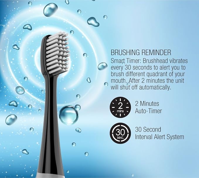 Pursonic S750 Sonic SmartSeries Electronic Power Rechargeable Battery Toothbrush Black