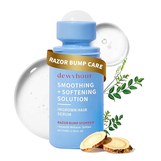 dewyhour Ingrown Hair & After Shave Soothing Serum–Soothes Razor Irritation, Targets Dark Spots,Helps With Razor Bumps for Face,Underarms,Neck & Bikini Area,Korean Skincare Roll-On for Men & Women