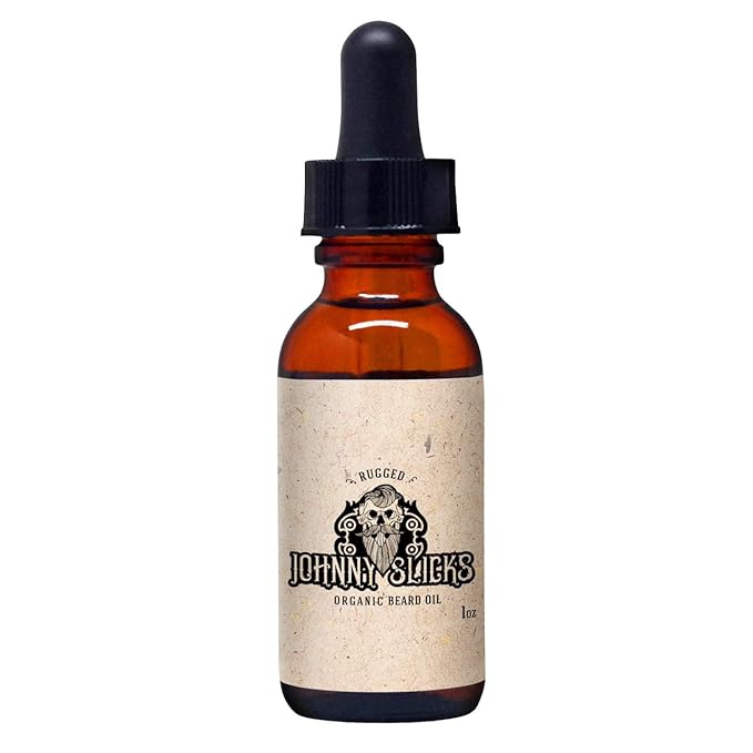 Johnny Slicks Organic Beard Oil | Moisturize, Soften, Promote Hair Growth, Reduce Itch (US Made, Veteran Owned Handcrafted with Clean Ingredients), Rugged