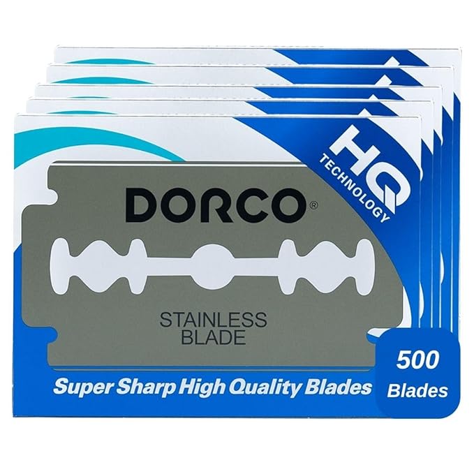Dorco ST300 Platinum Extra Double Edge Razor Blades 500 Count, Premium Stainless Steel Shaving Blades, Super Sharp for Smooth, Precise Shave, Stocking Stuffers