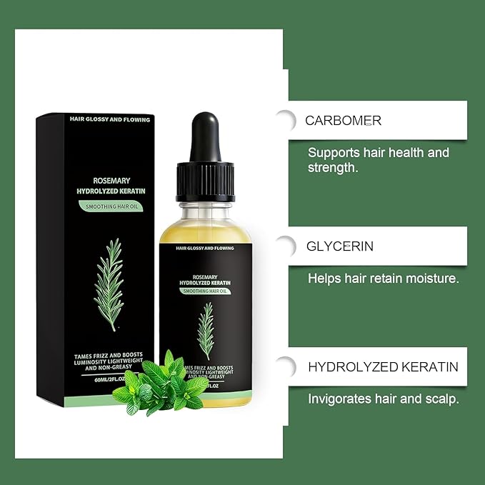Rosemary Hydrolyzed Keratin Shampoo,Rosemary Hair Shampoo For Nourishing Strengthening Hair For Men & Women (1*Shampoo1*Oil1* CONDITIONER)