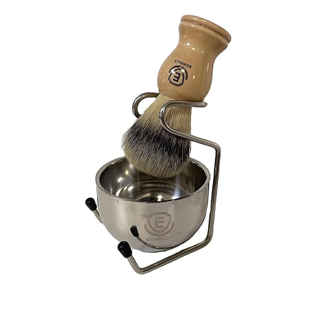 Premium Shaving Brushes For Men by Echolly-Super Strong NO Shed Bristle Wood Handle Shave Brushes-Wood Handle Legacy Shave Brush-Rich and Fast Lather Shaving Cream Brush (Classic Beech)