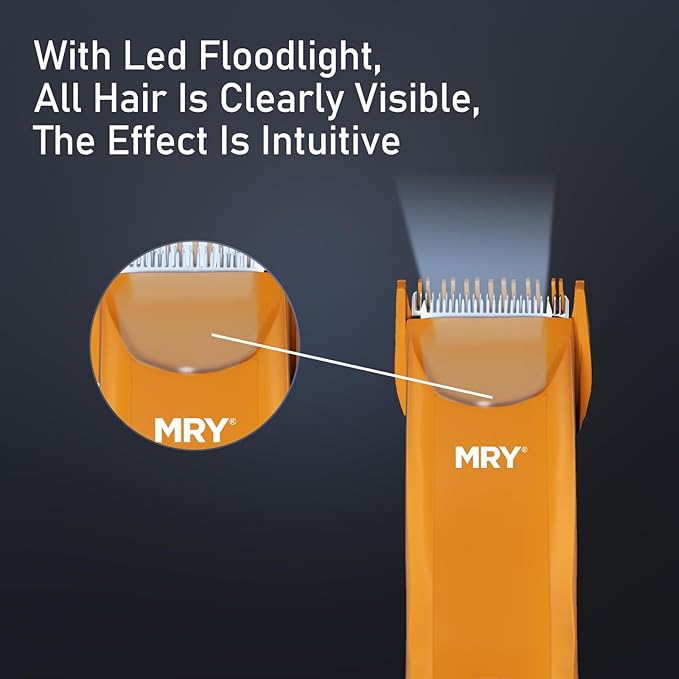 MRY Groin Trimmer for Men Women Ipx6 Waterproof USB Charging Trimmer/Light and Ceramic Blade Electric Trimmer for Men Women for Pubic/Body/Groin Grooming/Face/Legs/Facial (Orange Color)