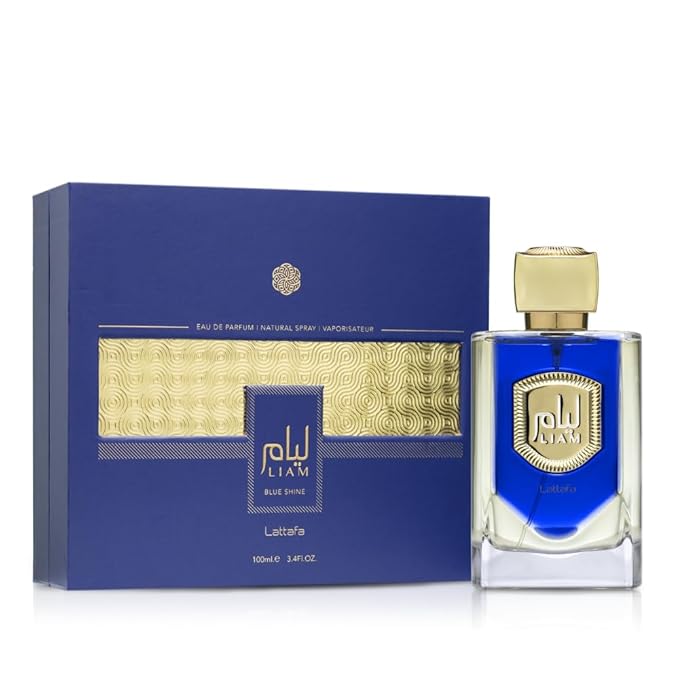 Lattafa Liam Blue Shine Eau de Parfum Spray for Unisex, 3.4 Ounce