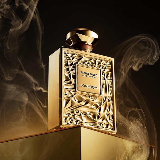 Lonkoom Regal Gold Unisex Perfume for Women Men, Fruity Gourmand Eau De Parfum Spray Long-Lasting Fragrance 3.4 Fl Oz/100ml, Tropical Notes of Orchid Heliotrope Tangerine Vanilla Musk Sandalwood