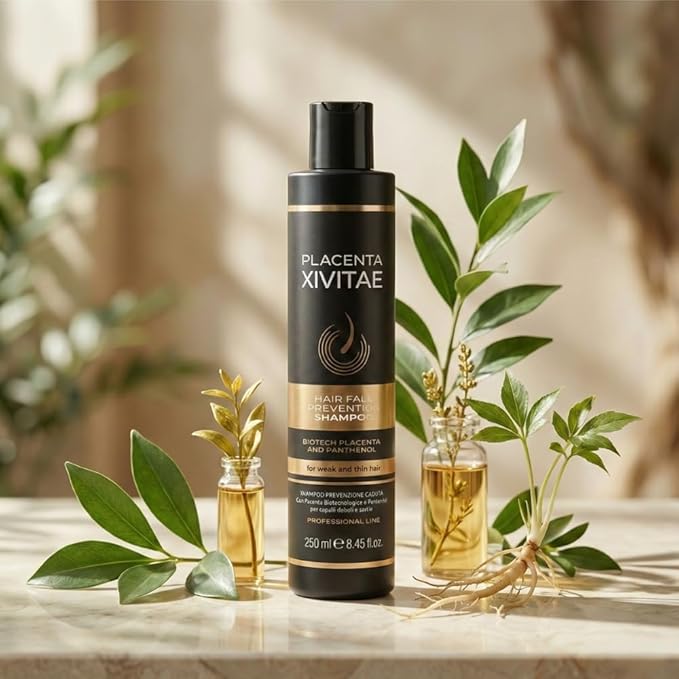 Placenta Hair Loss Shampoo 250ml - Biotech Placenta Hair Growth Shampoo Enriched with Panthenol and Arginine - Advanced Thickening Formula with Proteins and Peptides - Anti Hairloss Treatment