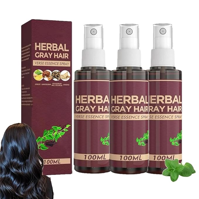 Herbal GrayHair Spra, Hair Darkening Conditioner Spra, Herbal Darkening Spra，Hair Color Spra for Gray Hair Coverage, Gray Hair Sprat-100ML (3pcs)