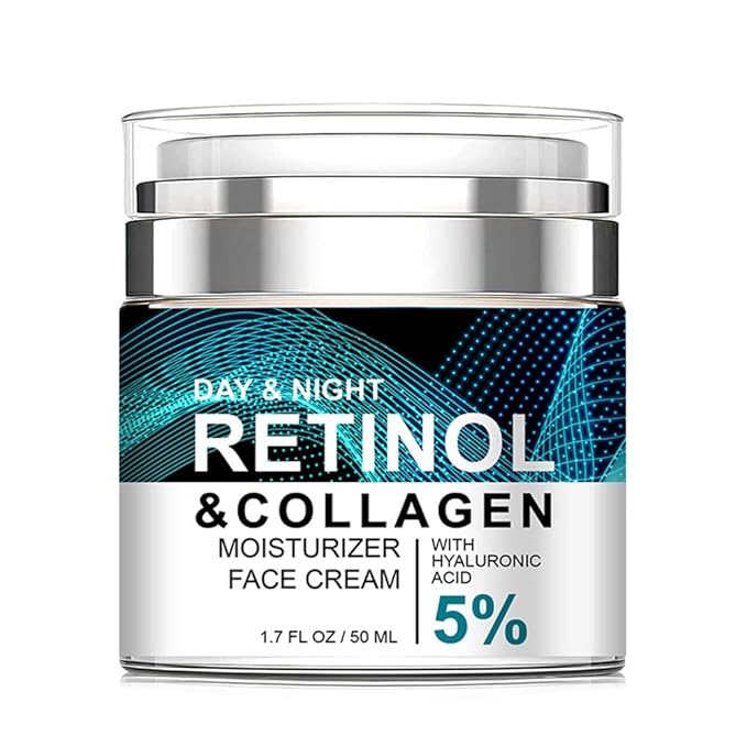 Retinol Cream for Face with Collagen and Hyaluronic Acid, Hydrating Face Lotion, Rapid Wrinkle Repair, Anti Aging Facial Moisturizer Day and Night for Women and Men 1.7Fl Oz
