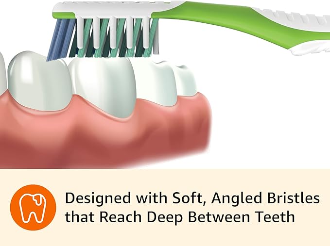 Amazon Basics MultiPro Toothbrushes with Angled Bristles, Soft, 4 Count, Pack of 1