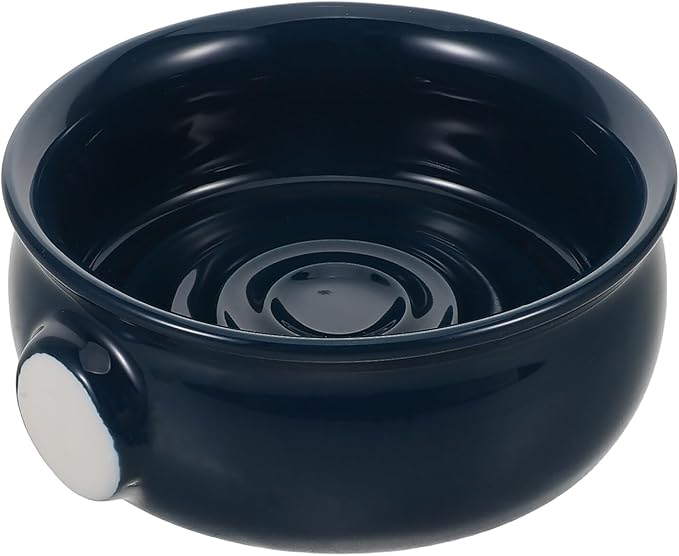 FRCOLOR Ceramic Shaving Soap Bowl with Spiral Design, Navy Blue Shaving Lather Mug for Men, Fast Foaming Shave Cream Tray Suitable for Home, Travel, and Barber Use