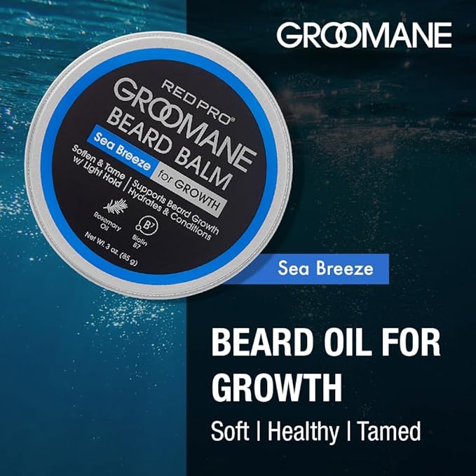 Red by Kiss Groomane Beard Balm, Soften & Tame, Light Hold, Promotes Full, Healthy Look Beard Strengthen Facial Hair, Reduce Breakage