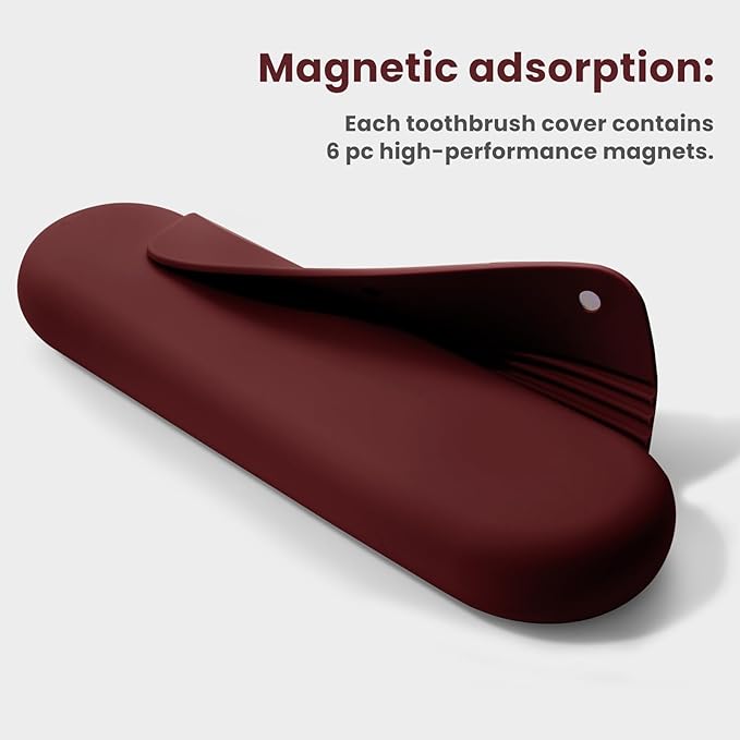 Silicone Electric Toothbrush Travel Case, Manual Toothbrush Travel Cover for Men and Women,Toothbrush Holder for Travel,Gym and More, Fits Most Manual and Electric Toothbrushes - Burgundy