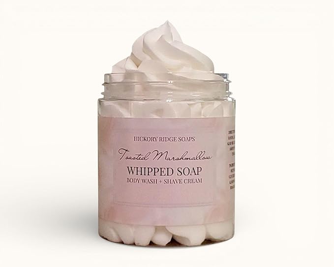 Toasted Marshmallow Whipped Soap – Creamy Handmade Bath Soap, Body Wash & Shave Cream – Moisturizing Foaming Cleanser – 7 oz