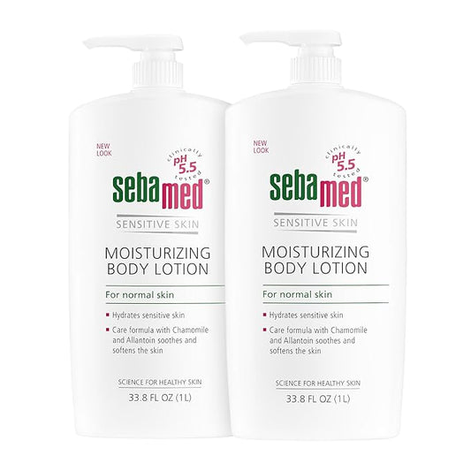 SEBAMED Moisturizing Body Lotion pH 5.5 for Sensitive Skin Dermatologist Recommended Paraben-Free Moisturizer 33.8 Fluid oz (1 Liter) Pack of 2