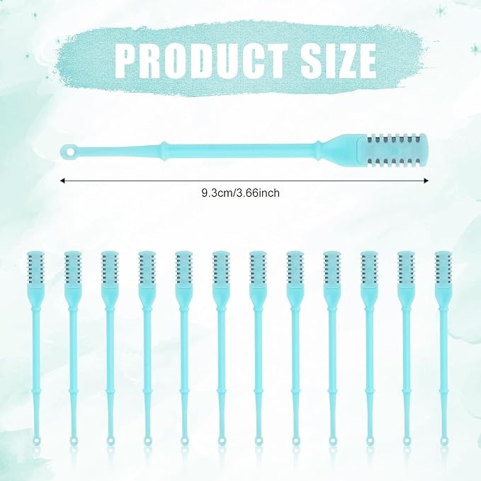 PEUTIER 12pcs 2 in 1 Nasal Hair Cutter, 360 Rotating Nose Hair Trimmer for Men Women Double Sided Nose Hair Cleaner with Ear Picker Portable Manual Nostril Hair Removal Tool (Blue)