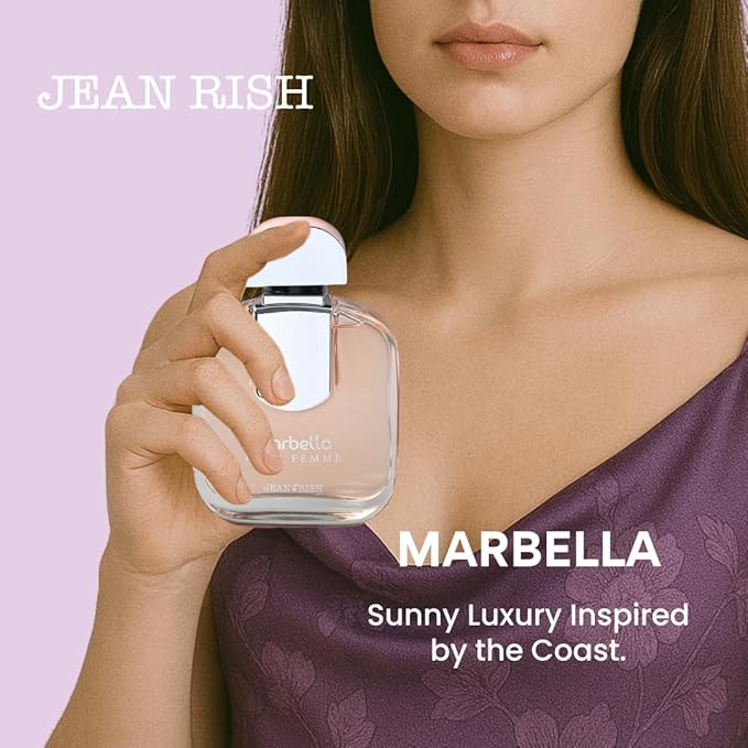 Jean Rish Marbella, Eau De Parfum for Women, (3.4 Fl Oz / 100ml) with Pear-Jasmine-Vanilla, Long Lasting and Luxury Fragrance, Made in USA