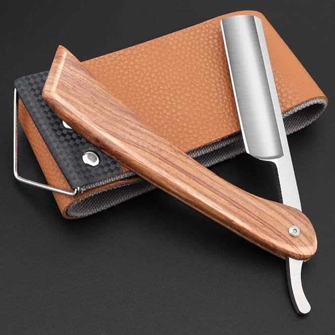 Straight razors for men Professional Straight Edge Barber Razor Premium Stainless Steel Shaver Razor with Shaving Strop for Men Home & Salon Grooming Using (NO.184)