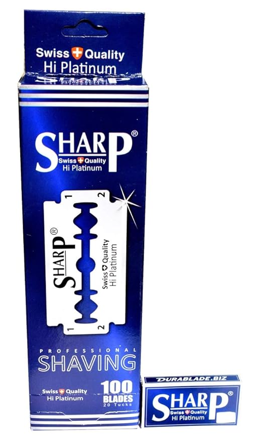 100 Sharp Hi Platinum Double Edge Razor Blades For Safety Razor - Men´s Safety Razor Blades For Shaving For Men For A Smooth And Clean Shave (1 Year Supply)