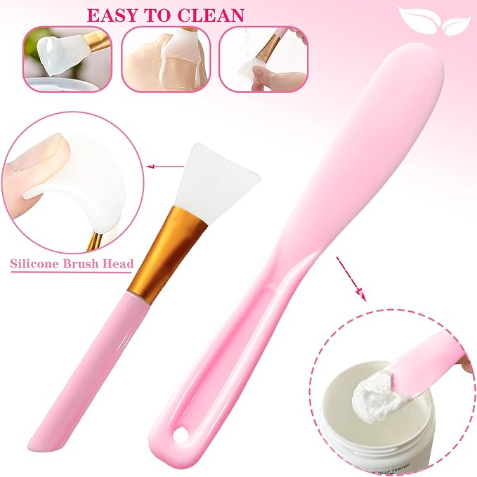 6Pcs Silicone Face Mask Mixing Bowl, Silicone Bowls for Facials, DIY facial mask mixing bowl for Home Salon Spa Face Skin Applicator Bowl, Pink