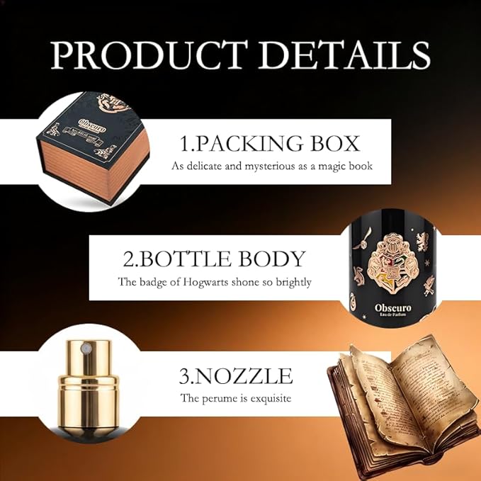 MINISO Harry Potter Obscuro Perfume – Oriental Woody Amber Eau de Parfum, Warm Spicy Long-Lasting Scent for Unisex, 3.38 FL OZ / 100 ml