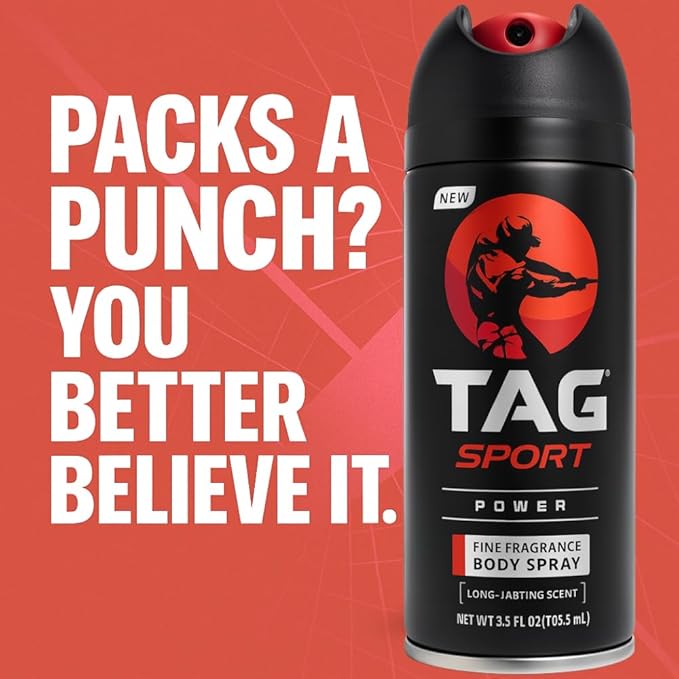 TAG Body Spray for Active Men - Power Scent, Long Lasting Men’s Fragrance, Strong Protection, Cologne Fragrance and Deodorant Spray in One; 3-Pack of 3.5 Oz Sprays (10.50 Ounces)