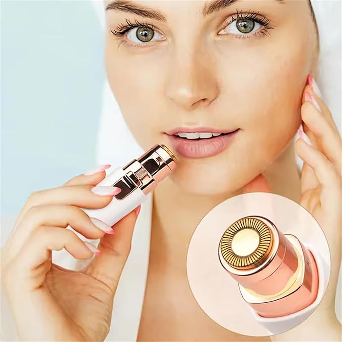 Portable 2-in-1 Facial Shaver,Type-C Rechargeable Women Shaver, Women Eyebrow Trimmer with Built-in LED Light. (Champagne Gold)