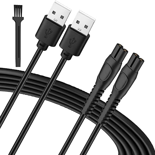 5V USB Charger Cable Compatible with for Philips Norelco One Blade 360 Newer Model QP2834 QP2724 MG9525 MG9510 QP1324 QP1424 QP1924 QP4530 One Blade Series Electric Shaver Razor, Brush+2-Pack