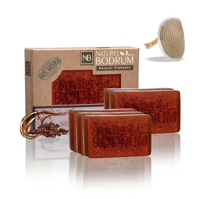 Coffee Organic Soap Bar for Women and Men, Pack of 5 Glycerin Soap Bars - Exfoliating Body & Face Soap with Coffee Grounds - Natural Spa Gift, for All Skin Types