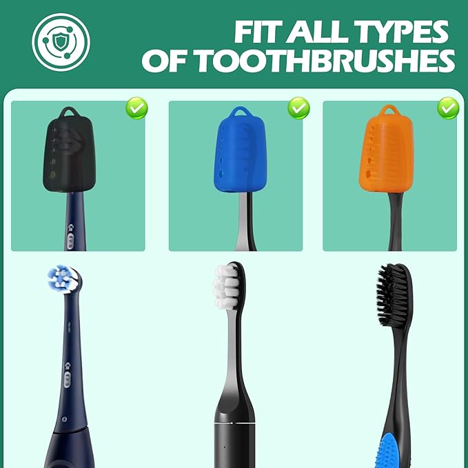 Lapfoon 8 Pack Silicone Toothbrush Covers, Tooth Brush Cover Cap for Electric & Manual Toothbrushes, Toothbrush Travel Essentials