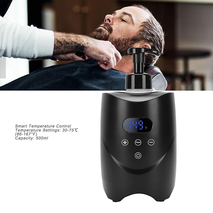 Hot Lather Machine for Shaving Professional Large Capacity Shaving Foam Warmer for Men Home Salon Barber Shop Use with 2 500ml Foam Bottle (US Plug 110V)