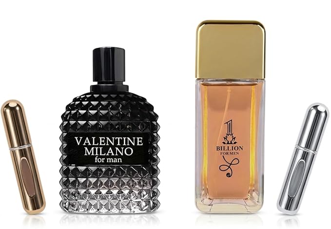 VALENTINE MILANO & 1 BILLION Cologne for Men Combo Pack Eau de Parfum Fragrance for Men 3.4oz/100ml, Natural Spray, Long Lasting (Pack of 2)