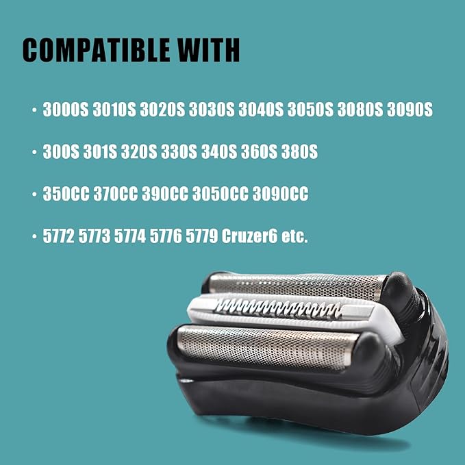 32B Replacement Shaver Head for Braun Series 3, Shaving Razor Head Suitable for Braun S3 3000s 3010s 3020s 3030s 3040s 3050cc 3070cc 3080s 3090cc 310s 320 330 340 350cc ect