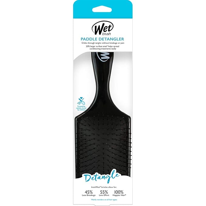 Wet Brush Paddle Detangler Brush, Black (Pack of 2)