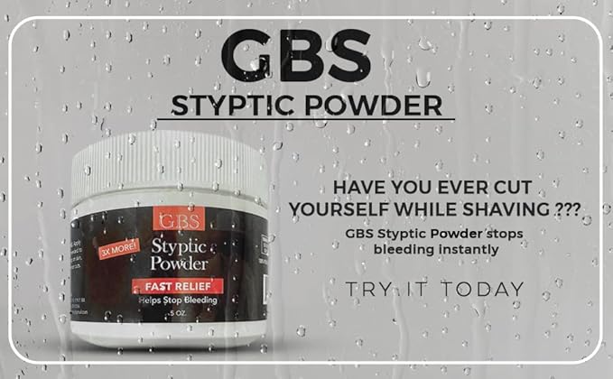 G.B.S Gents Styptic Powder - Quick Stop Bleeding First Aid with Sealed Top & Scoop - Fast Acting Nick Relief for Shaving Cuts, Nosebleeds, Emergency Kit (5oz