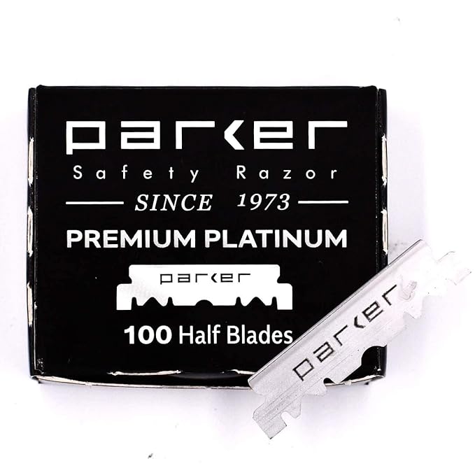 Parker Safety Razor, Premium Platinum Single Edge Razor Blades, 100 Count - For Professional Barber, Shavette and Disposable Blade Straight Razors