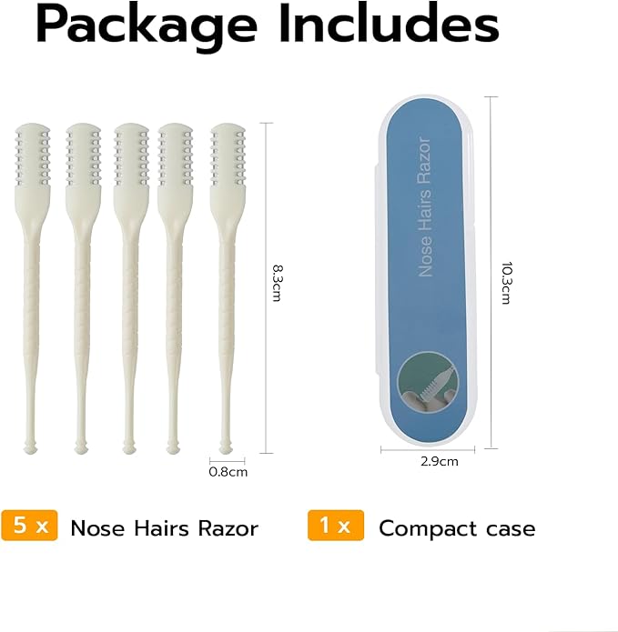 Mcbazel 5Pcs 2-in-1 Nasal Hair Cutter, Double-Sided Nose Hair Cutter, Manual 360° Rotating Nose Hair Trimmer for Men and Women, Portable, Compact, No Batteries Required - Cream Color
