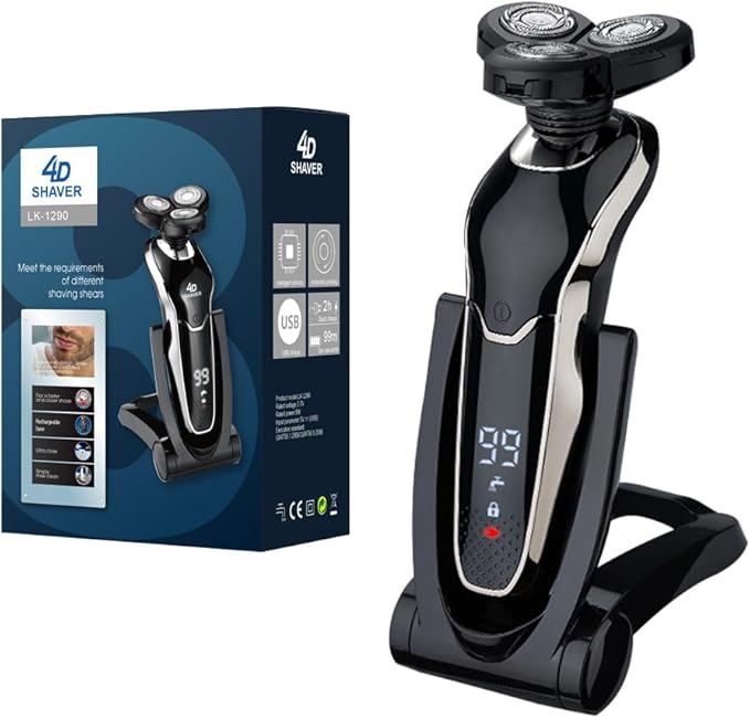 Electric Razor for Men, Electric Shaver, Rotary Shavers for Face Rechargeable Cordless with Sideburns Trimmer Nose Hair Trimmer, Waterproof Wet Dry Shaving