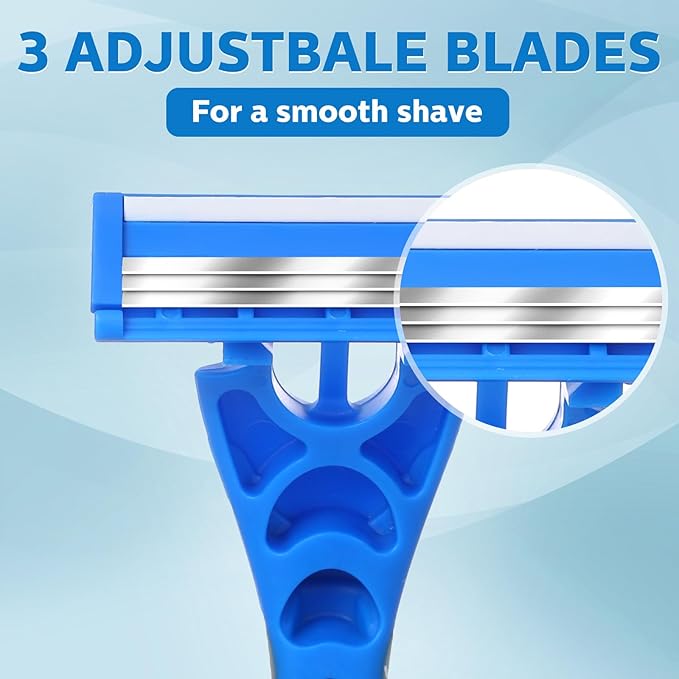 10 Pcs Three Blade Disposable Razors for Men Bulk Men's 3 Blade Sensitive Skin Razor for Comfortable Shave