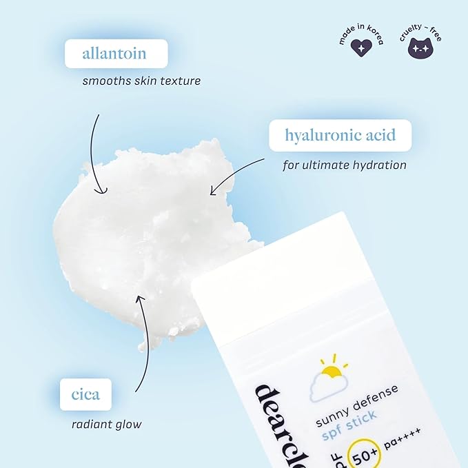 dearcloud Sunny Defense Sunscreen Stick SPF 50+ PA++++ – Korean Sunscreen for Face & Travel Size (.68 oz)