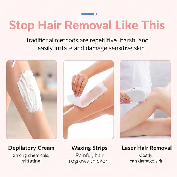 BloomlyPro Facial Hair Remover, Gentle Micro-Trimming with Led Light, Portable Design, Painless Electric Face Razor for Coarse Hair (Skin Tone)